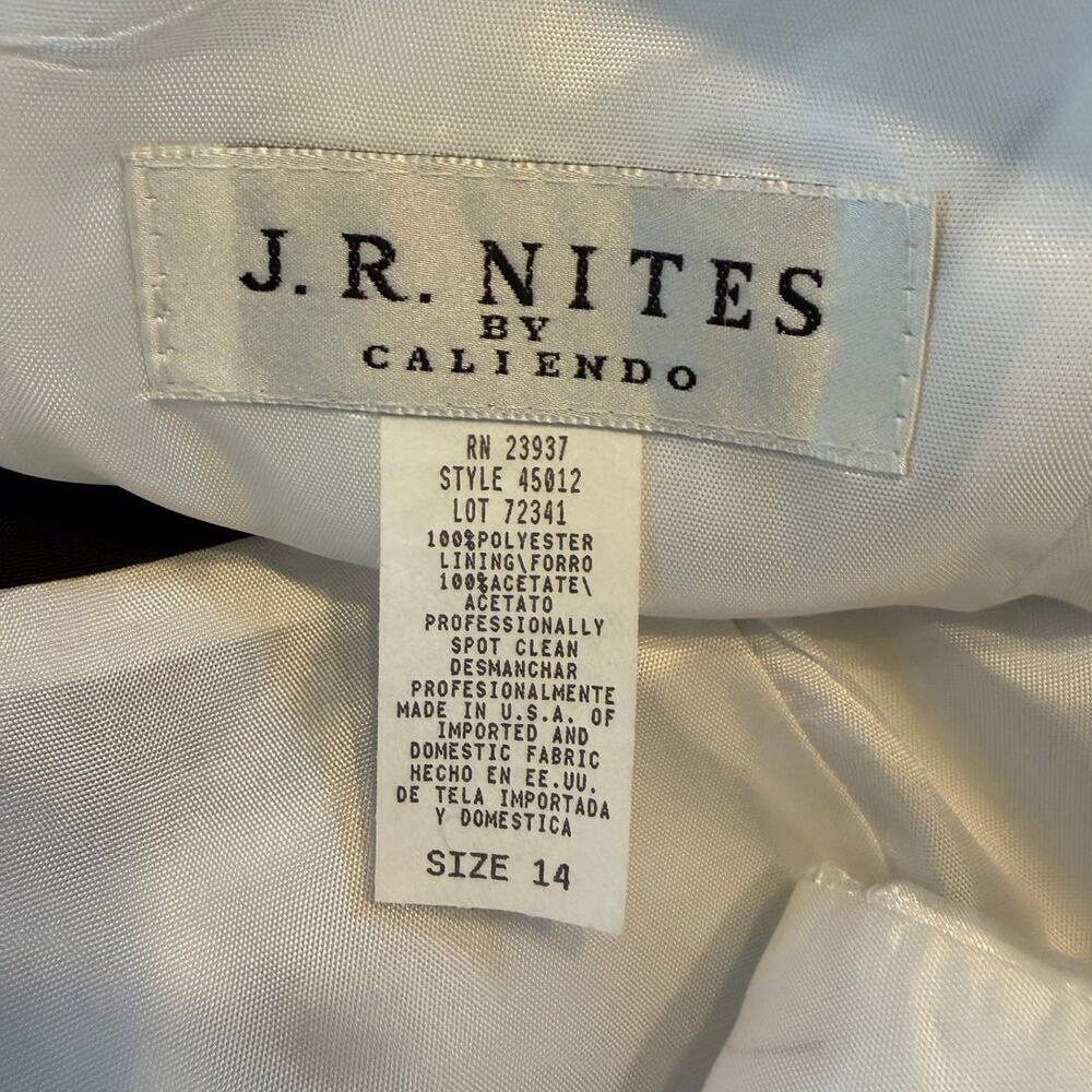 NWT JR Nites by Caliendo Midi Dress Womens Sz 14 White Black Formal Event Gala - Picture 3 of 13